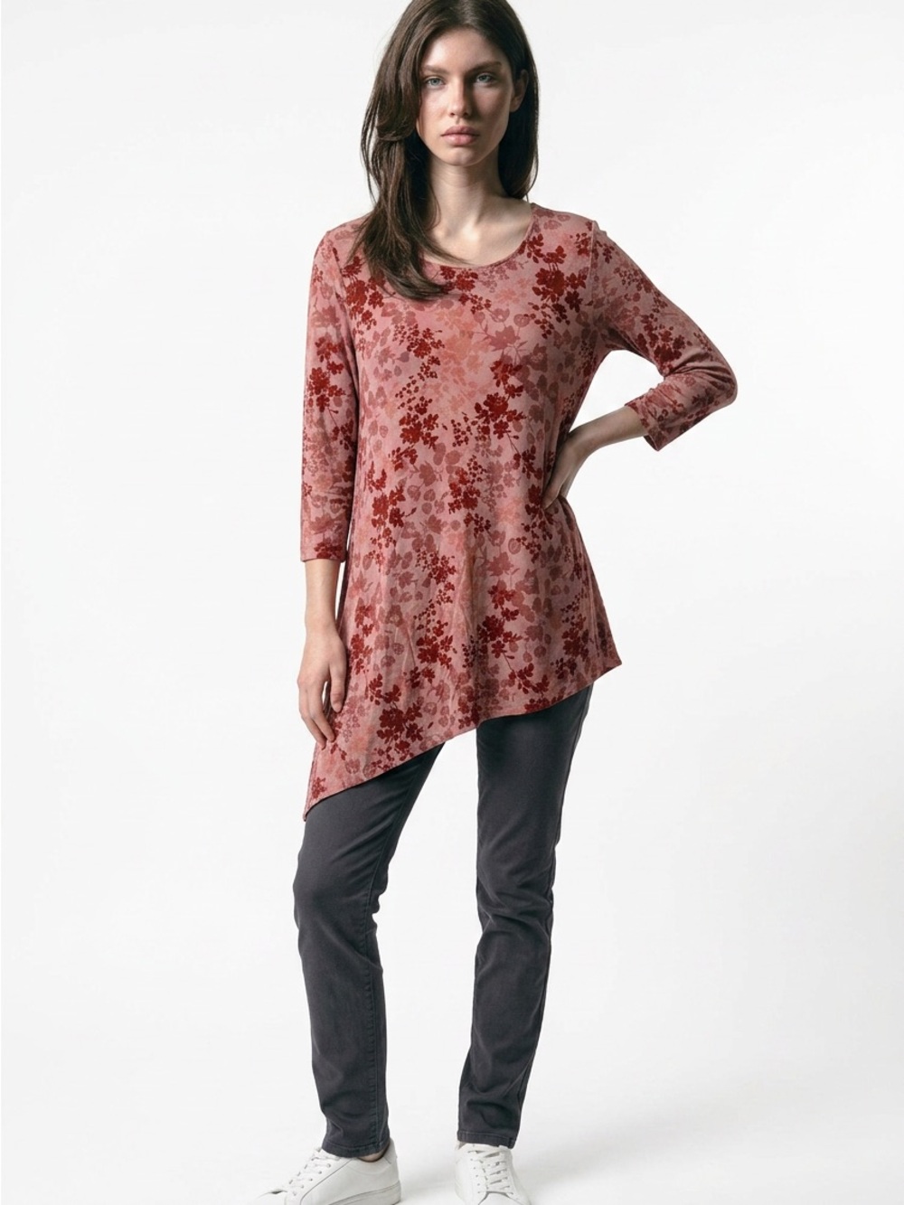 Soma Women’s XS Asymmetrical Hem Tunic Tee Top Pink Comfort Stretch LoungeWear